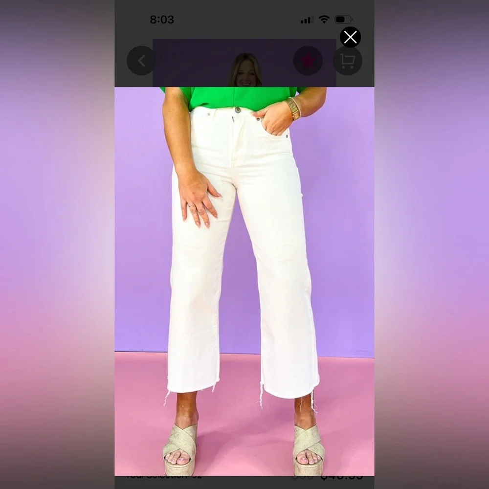 Zenana Outfitters Cream Flare Jeans - Picture 2 of 4